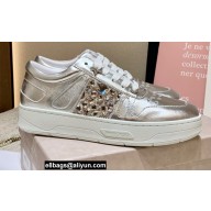 Jimmy Choo HAWAII LOW TOP/F Trainers Sneakers Silver with Crystal Embellishment 2022