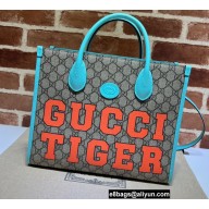 Gucci Tiger GG Small Tote Bag 659983 Blue 2022