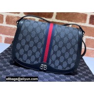 Gucci x Balenciaga The Hacker Project Medium Shoulder Bag 680121 GG Canvas Black 2022