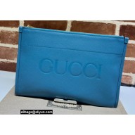 Gucci Zip Pouch Bag with Gucci Logo 681200 Blue 2022