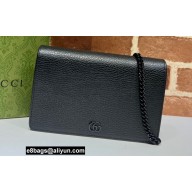 Gucci GG Marmont Chain Wallet 497985 Resin Hardware Black 2022