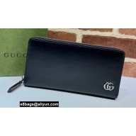 Gucci GG Marmont Leather Zip Around Wallet 428736 Black/Silver 2022