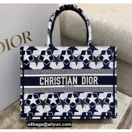 Dior Small Book Tote Bag in Dior Étoile Embroidery Blue/White 2022