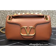 Valentino Stud Sign Nappa Shoulder Bag Brown 2022