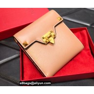 Valentino Rockstud Alcove Grainy Calfskin Compact Wallet Nude 2022