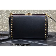 Valentino Rockstud Alcove Grainy Calfskin Crossbody Bag Black/Gold 2022