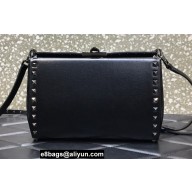 Valentino Rockstud Alcove Grainy Calfskin Crossbody Bag So Black 2022