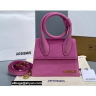 Jacquemus Le Chiquito Noeud Flexible Handle Small Bag Suede Pink
