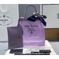 Prada Small Sequined Mesh Tote Bag 1BG417 Purple 2022
