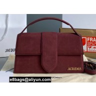 Jacquemus suede Le grand Bambino Large Envelope handbag burgundy