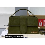 Jacquemus suede Le grand Bambino Large Envelope handbag army green