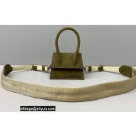Jacquemus Le Chiquito Homme Mini Bag Suede Olive Green with Removable Shoulder Strap