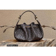 Fendi Pomodorino Drawstring Mini Bucket Bag Brown FF fabric 2022