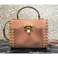 Valentino Small Alcove Rockstud Leather Top Handle Bag Nude 2022