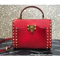 Valentino Small Alcove Rockstud Leather Top Handle Bag Red 2022