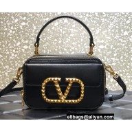 Valentino Alcove Rockstud Vlogo Leather Crossbody Bag Black 2022