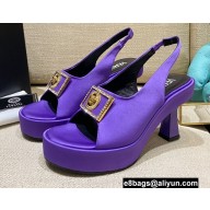 Versace Icon Medusa Medallion Heel Slingback Satin Purple 2022