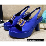 Versace Icon Medusa Medallion Heel Slingback Satin Blue 2022