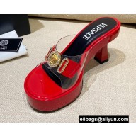 Versace Icon Crysatl Medusa Medallion Heel Mules PVC Red 2022