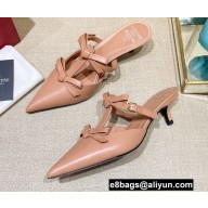 Valentino French Bows Leather Heel Mules Nude Pink 2022