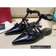 Valentino French Bows Leather Ballet Flats Black 2022