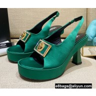 Versace Icon Medusa Medallion Heel Slingback Satin Green 2022