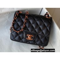Chanel Mini Classic Flap Handbag A01115 in Caviar Leather Black with Pink Gold Hardware