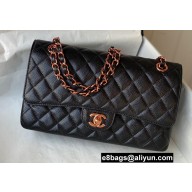 Chanel Medium Classic Flap Handbag A01112 in Caviar Leather Black with Pink Gold Hardware