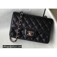 Chanel Small Classic Flap Handbag A01116 in Caviar Leather with Edge Stitching Black/Silver