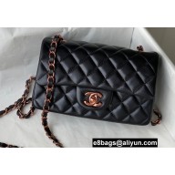 Chanel Mini Classic Flap Handbag A69900 in Lambskin Black with Pink Gold Hardware