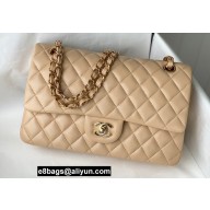 Chanel Medium Classic Flap Handbag A01112 in Lambskin Beige/Gold