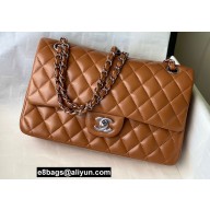 Chanel Medium Classic Flap Handbag A01112 in Lambskin Caramel/Silver
