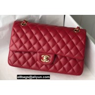 Chanel Medium Classic Flap Handbag A01112 in Lambskin Red/Gold