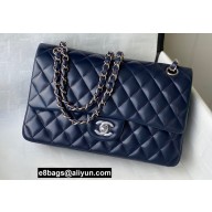 Chanel Medium Classic Flap Handbag A01112 in Lambskin Navy Blue/Silver