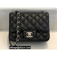 Chanel Mini Classic Flap Handbag A35200 in Lambskin Black/Silver