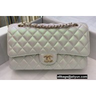Chanel Medium Classic Flap Handbag A01112 in Lambskin Pearl Pale Silver