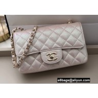 Chanel Mini Classic Flap Handbag A69900 in Lambskin Pearl Pale Pink