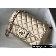 Chanel Mini Classic Flap Handbag A69900 in Lambskin Metallic Gold