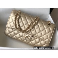Chanel Medium Classic Flap Handbag A01112 in Lambskin Metallic Gold