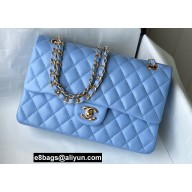 Chanel Medium Classic Flap Handbag A01112 in Lambskin Sky Blue/Gold