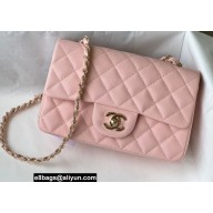 Chanel Small Classic Flap Handbag A01116 in Caviar Leather Nude Pink/Gold