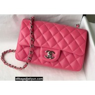 Chanel Small Classic Flap Handbag A01116 in Caviar Leather Fuchsia/Silver