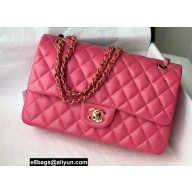 Chanel Medium Classic Flap Handbag A01112 in Caviar Leather Fuchsia/Gold