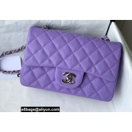 Chanel Small Classic Flap Handbag A01116 in Caviar Leather Purple/Silver