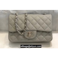 Chanel Small Classic Flap Handbag A01116 in Caviar Leather Smoky Gray/Silver