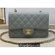 Chanel Small Classic Flap Handbag A01116 in Caviar Leather with Edge Stitching Gray/Gold