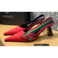 Versace Heel 7cm La Greca Signature Slingback Pumps Red 2022