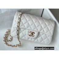 Chanel Mini Classic Flap Handbag A69900 in Lambskin Pearl White