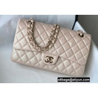 Chanel Medium Classic Flap Handbag A01112 in Lambskin Pearl Beige