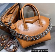 Givenchy Mini Antigona Bag in Box Leather Brown with Chain